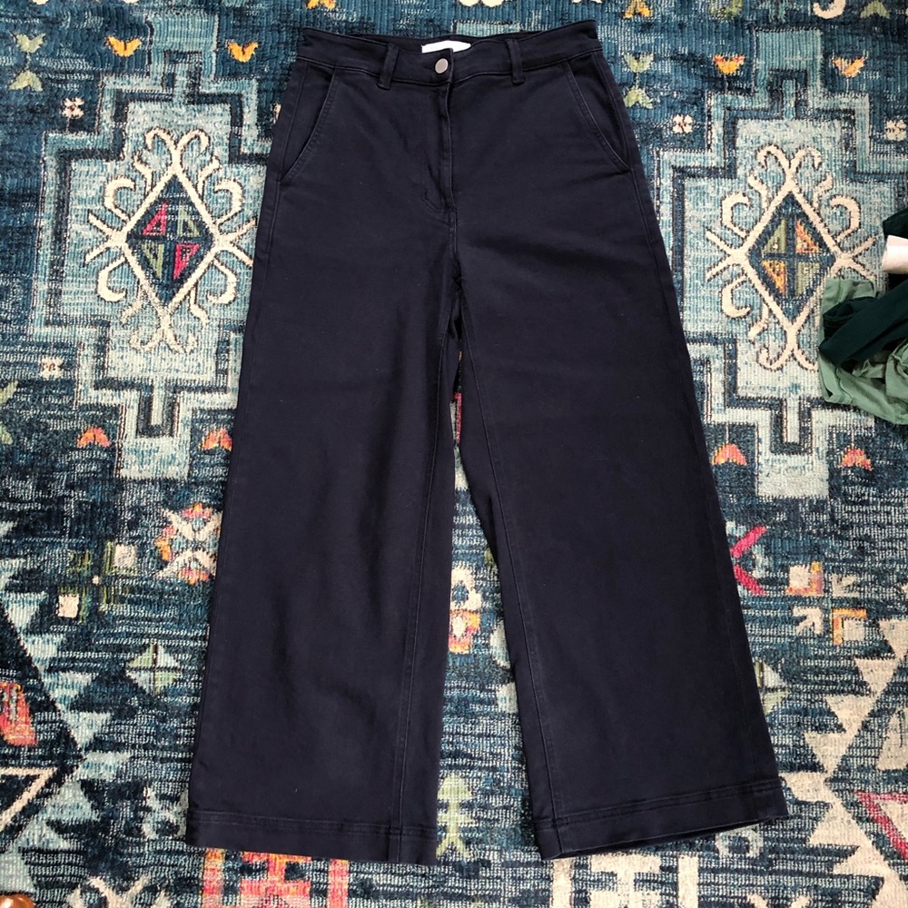 Everlane Wide Leg Crop Pant in Navy